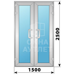 Алюминиевая входная двухстворчатая остекленная дверь 1500×2500 ОА-66202