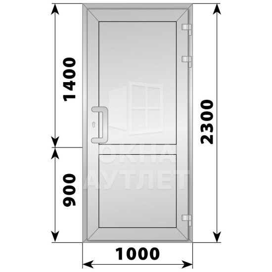 Алюминиевая входная одностворчатая глухая дверь 1000×2300 ОА-65752