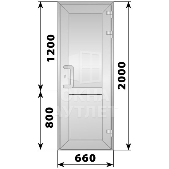 Алюминиевая входная одностворчатая глухая дверь 660×2000 ОА-64096