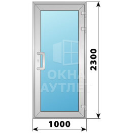 Алюминиевая входная одностворчатая остекленная дверь 1000×2300 ОА-65701