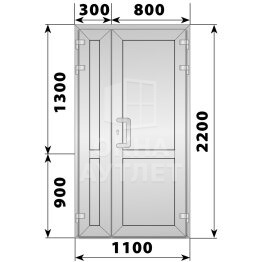Алюминиевая входная полуторная глухая дверь 1100×2200 ОА-65956
