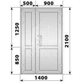 Алюминиевая входная полуторная глухая дверь 1400×2100 ОА-63817