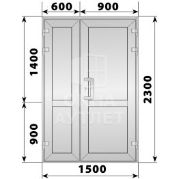 Алюминиевая входная полуторная глухая дверь 1500×2300 ОА-66253