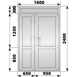 Алюминиевая входная полуторная глухая дверь с фрамугой 1600×2400 ОА-66196