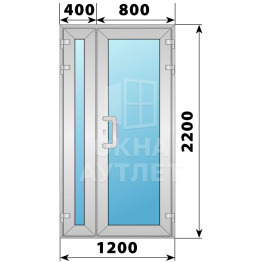 Алюминиевая входная полуторная остекленная дверь 1200×2200 ОА-65860