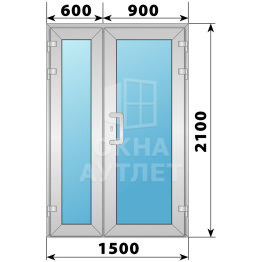 Алюминиевая входная полуторная остекленная дверь 1500×2100 ОА-64270
