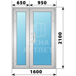 Алюминиевая входная полуторная остекленная дверь 1600×2100 ОА-65992