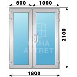 Алюминиевая входная полуторная остекленная дверь 1800×2100 ОА-64120