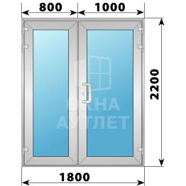Алюминиевая входная полуторная остекленная дверь 1800×2200 ОА-66160