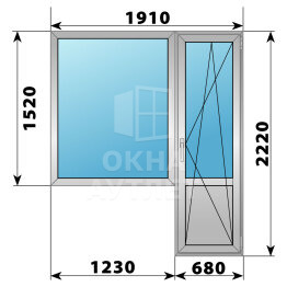Алюминиевый балконный блок 1910×2220 Тип 1 ОА-60643