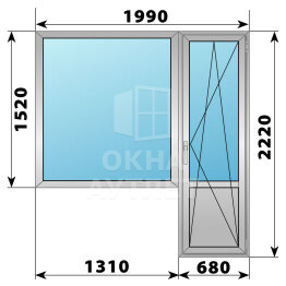 Алюминиевый балконный блок 1990×2220 Тип 1 ОА-60661