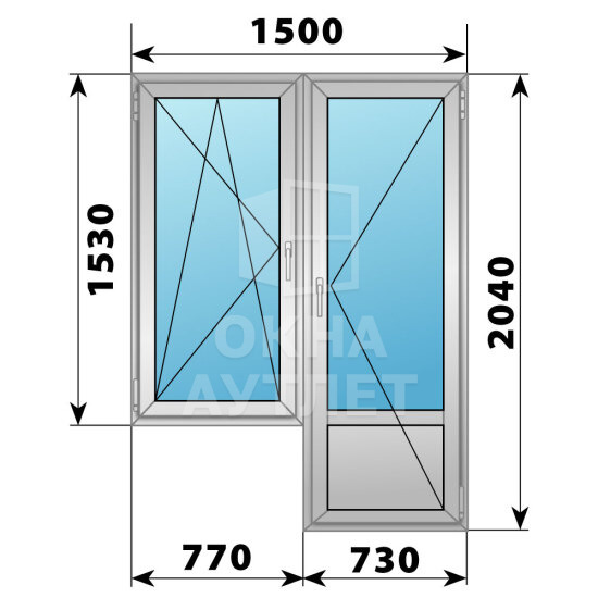 Алюминиевый балконный блок 1500×2040 Тип 3 ОА-60865