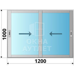 Алюминиевое раздвижное окно 1200×1000 2 створки ОА-53620