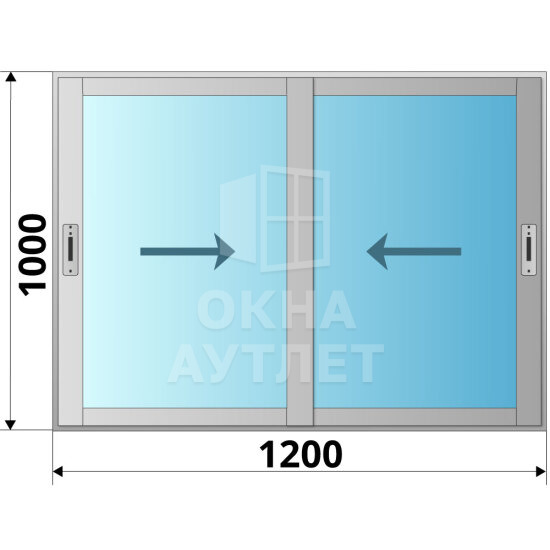 Алюминиевое раздвижное окно 1200×1000 2 створки ОА-53620