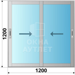 Алюминиевое раздвижное окно 1200×1200 2 створки ОА-53713