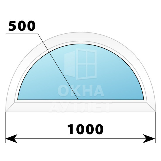 Арочное пластиковое окно №1 1000×500 ОА-32571