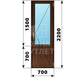 Балконная дверь из дуба с глухим низом 700×2200 П ОА-61549