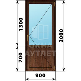 Балконная дверь из дуба с глухим низом 900×2000 П ОА-61672