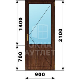 Балконная дверь из дуба с глухим низом 900×2100 П ОА-61735