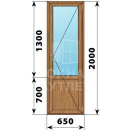Балконная дверь из лиственницы с глухим низом 650×2000 П ОА-60160
