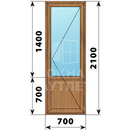 Балконная дверь из лиственницы с глухим низом 700×2100 П ОА-60301
