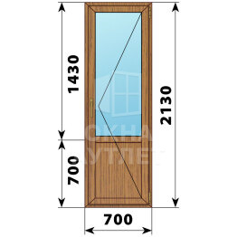 Балконная дверь из лиственницы с глухим низом 700×2130 П ОА-60361