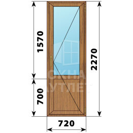 Балконная дверь из лиственницы с глухим низом 720×2270 П ОА-63025