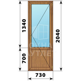 Балконная дверь из лиственницы с глухим низом 730×2040 П ОА-60304