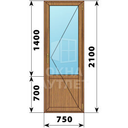 Балконная дверь из лиственницы с глухим низом 750×2100 П ОА-62980