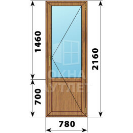 Балконная дверь из лиственницы с глухим низом 780×2160 П ОА-63058