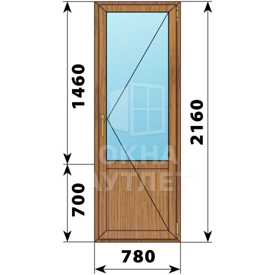 Балконная дверь из лиственницы с глухим низом 780×2160 П ОА-63058