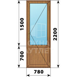 Балконная дверь из лиственницы с глухим низом 780×2200 П ОА-60601