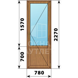 Балконная дверь из лиственницы с глухим низом 780×2270 П ОА-63079