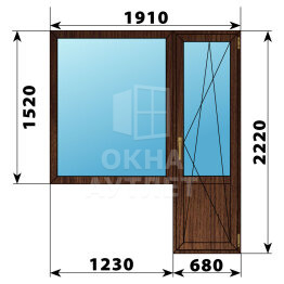 Балконный блок из дуба 1910×2220 Тип 1 ОА-53036