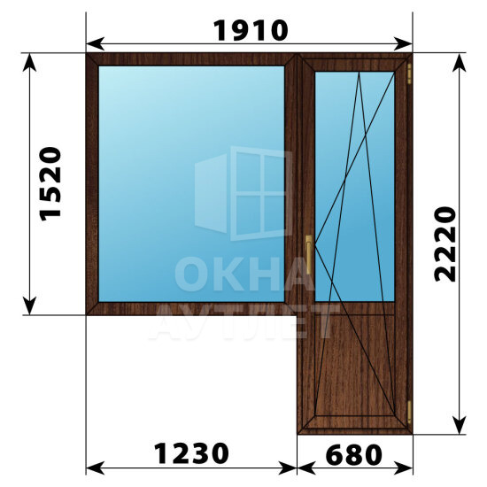 Балконный блок из дуба 1910×2220 Тип 1 ОА-53036