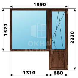 Балконный блок из дуба 1990×2220 Тип 1 ОА-53057