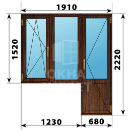 Балконный блок из дуба 1910×2220 Тип 2 ОА-53249
