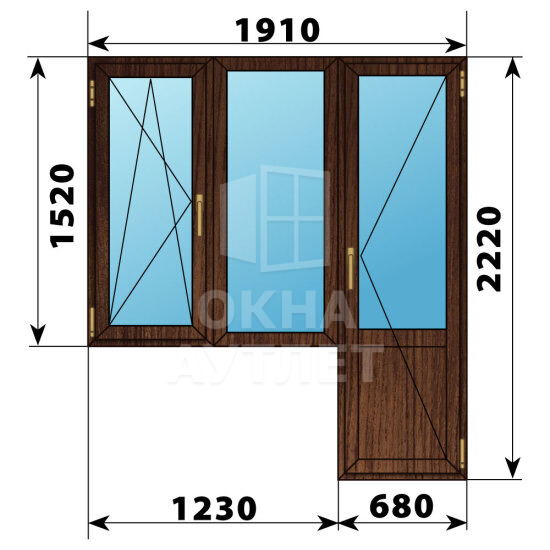 Балконный блок из дуба 1910×2220 Тип 2 ОА-53249