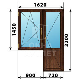 Балконный блок из дуба 1620×2200 Тип 3 ОА-53162
