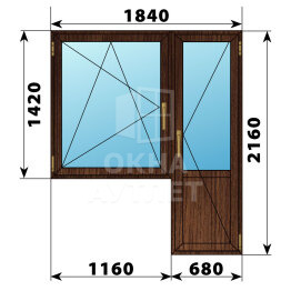 Балконный блок из дуба 1840×2160 Тип 3 ОА-53177