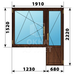 Балконный блок из дуба 1910×2220 Тип 3 ОА-53198
