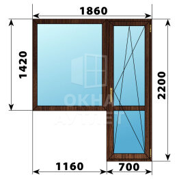 Балконный блок из дуба 1860×2200 Тип 4 ОА-52958
