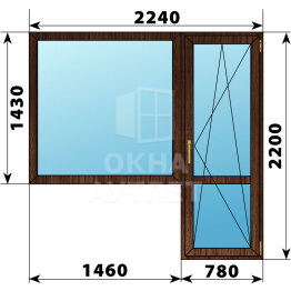Балконный блок из дуба 2240×2200 Тип 4 ОА-53090