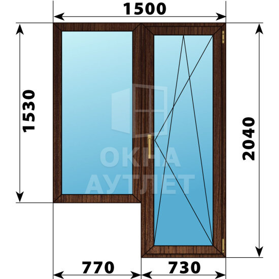 Балконный блок из дуба 1500×2040 Тип 6 ОА-52784