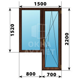 Балконный блок из дуба 1500×2200 Тип 6 ОА-52841