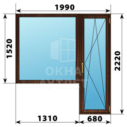 Балконный блок из дуба 1990×2220 Тип 6 ОА-52979