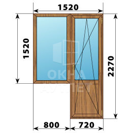 Балконный блок из лиственницы 1520×2270 Тип 1 ОА-52469