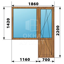 Балконный блок из лиственницы 1860×2200 Тип 1 ОА-52502