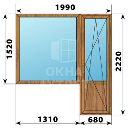 Балконный блок из лиственницы 1990×2220 Тип 1 ОА-52547