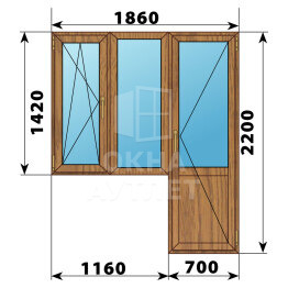 Балконный блок из лиственницы 1860×2200 Тип 2 ОА-52787